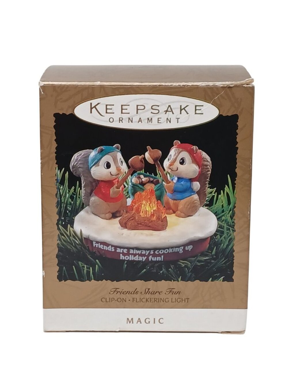 Hallmark Keepsake Ornament Friends Share 1995 FlickerLight Clip-On Squirrel #GS3
